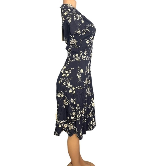 Leona Lee Navy Blue Floral Button Down Dress - Picture 6 of 10
